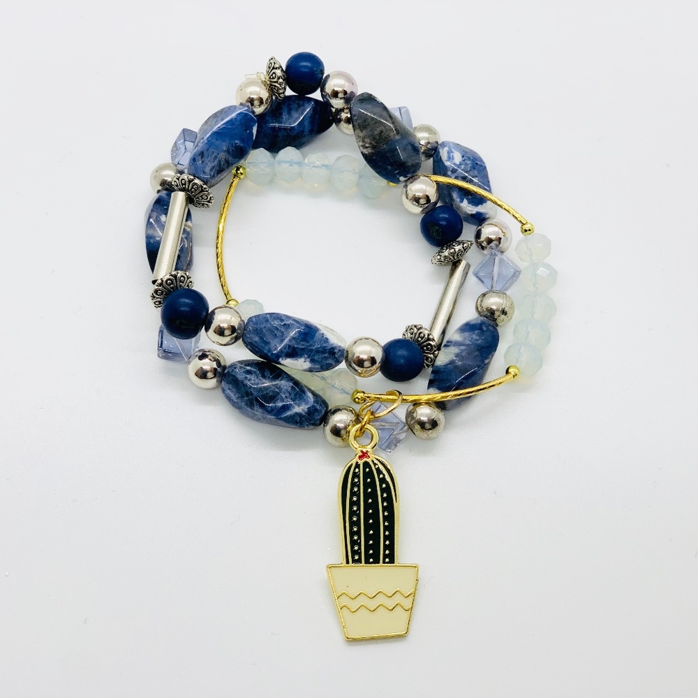Peruvian Glass Bead Charm Bracelet Set